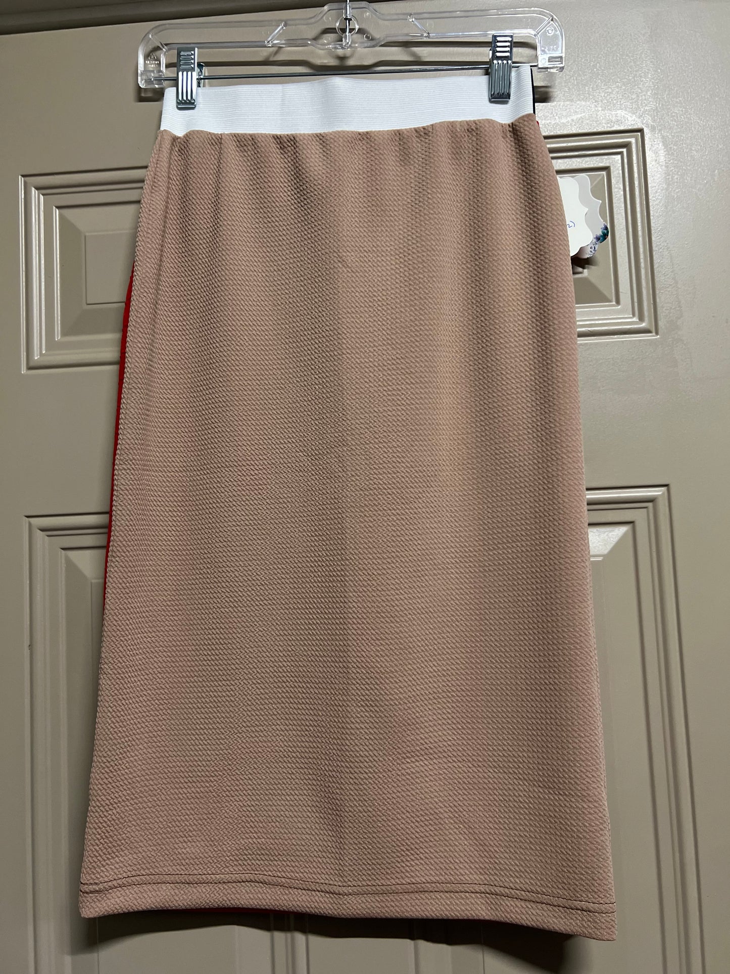 Girls long dressy straight skirt by Silver Spoons Designs in mocha, size XSmall, styled for a formal or casual occasion.