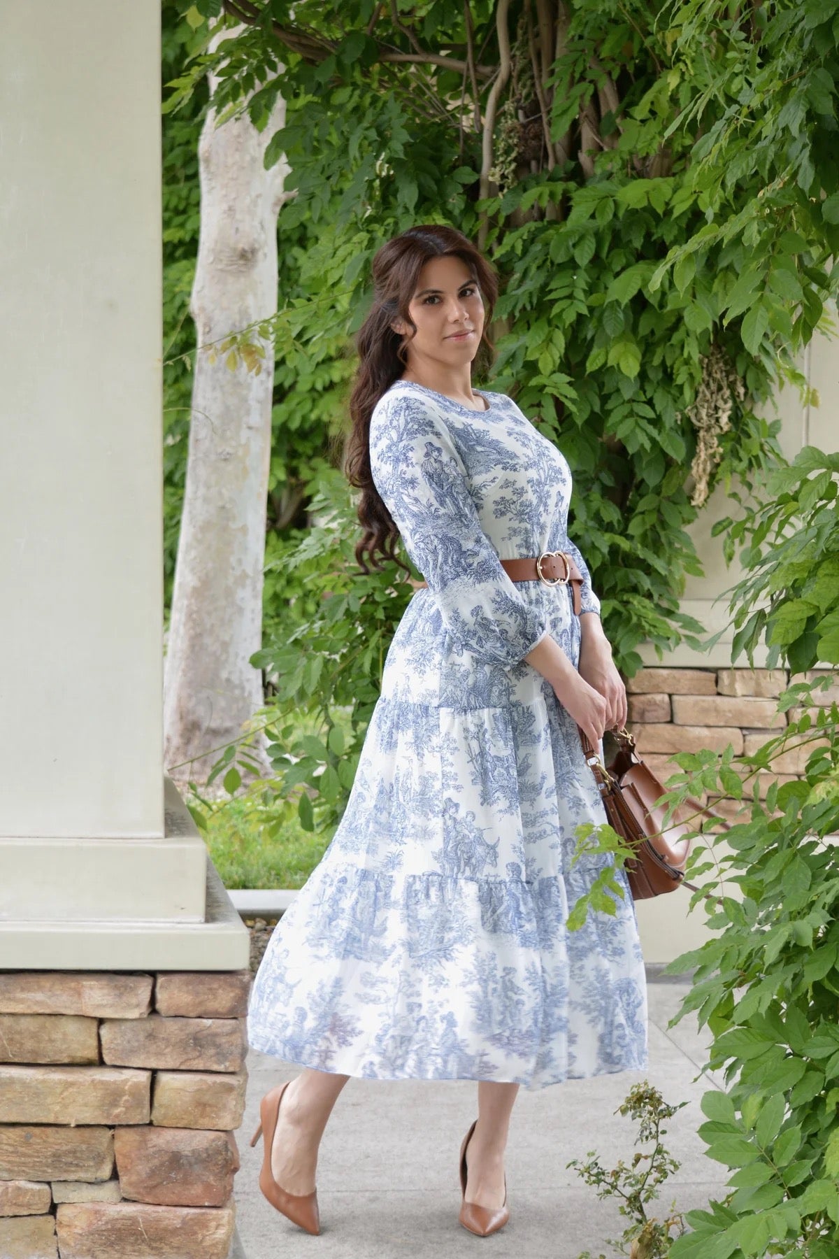 Marbella Navy Toile Dress by The Skirt Society, featuring a stylish navy and toile pattern, casual fit, and elegant design.