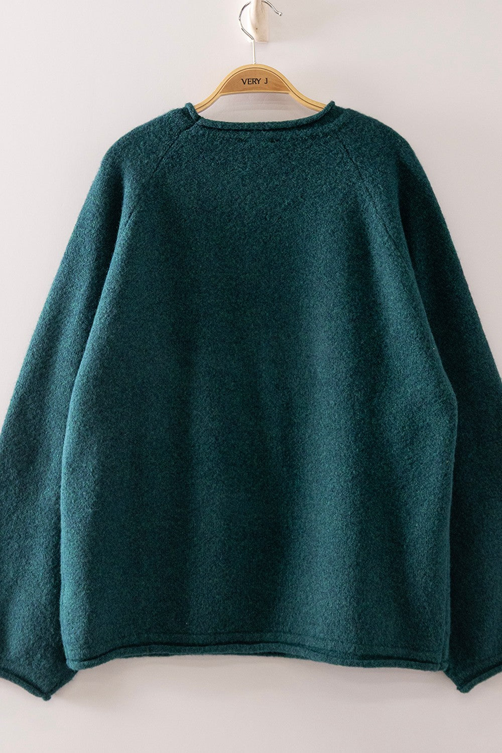 Very J Mallard in Flight Sweater in Forest plain back view