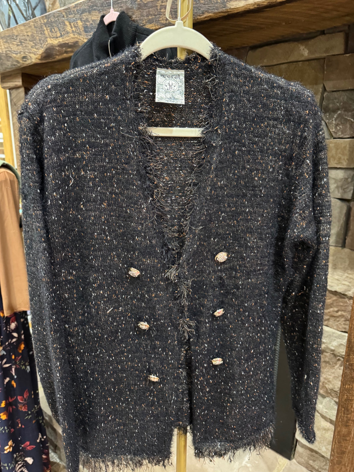 VOCAL black flecked cardigan jacket front view