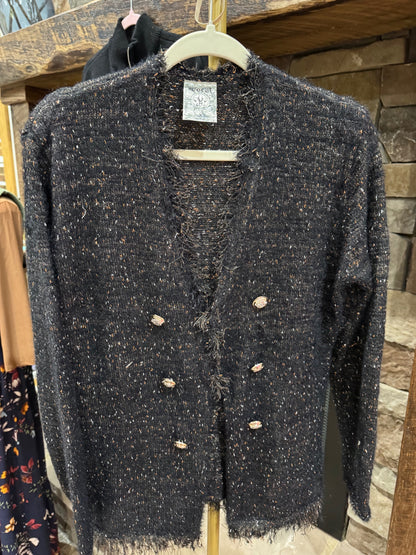 VOCAL black flecked cardigan jacket front view