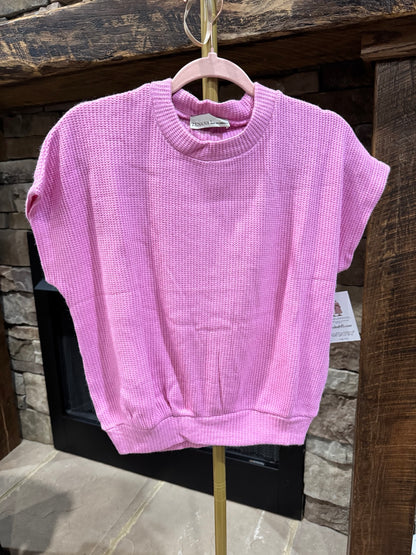 Zenana short sleeve knit pullover in mauve