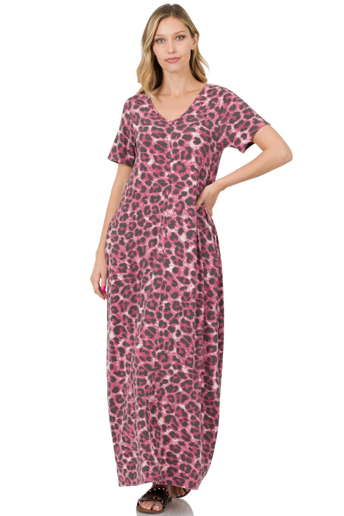 Cranberry Leopard Print Maxi Dress