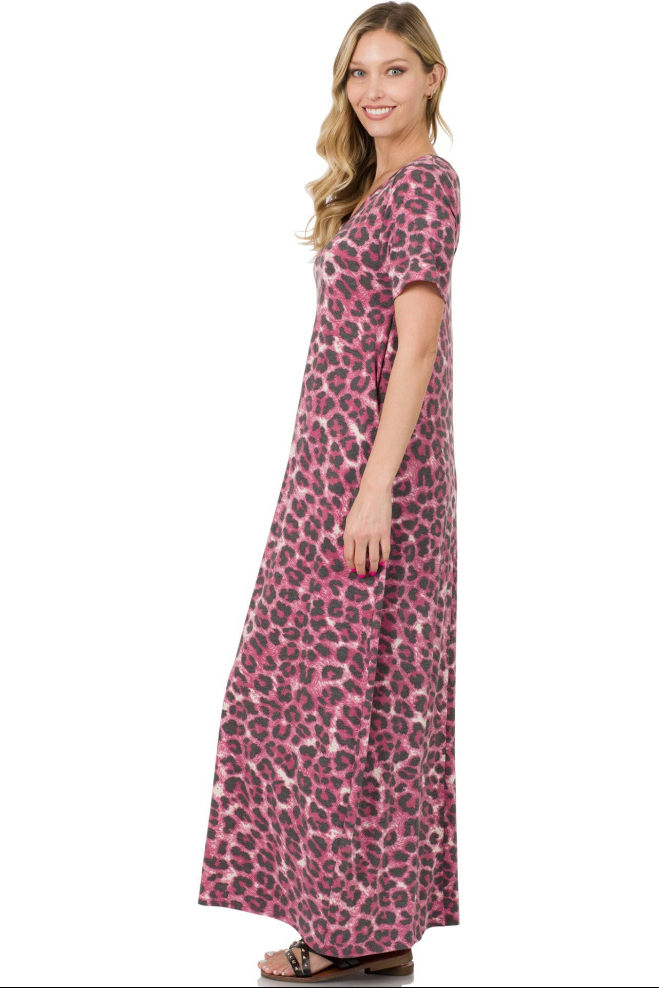 Cranberry Leopard Print Maxi Dress