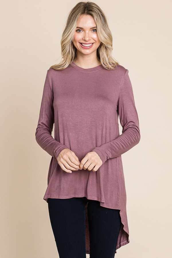 Black Culture Code crew neck tunic top with shirring back, casual shirt and blouse style, made for comfortable everyday wear.