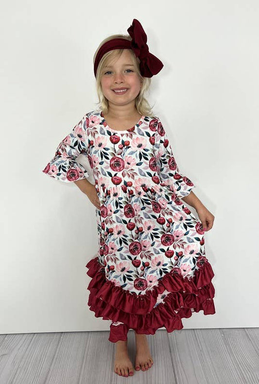Ruby Poppy Girls Ruffle Maxi Dress: 3t